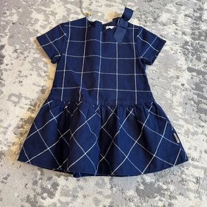 Toddler girls navy bow dress